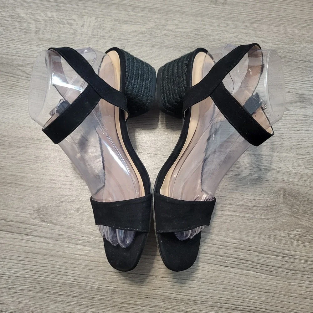Madden Girl Marlyy Black Block Heel Espadrille Sandal Buckle Low Heel Women 7.5